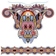 Neckline ornate floral paisley embroidery fashion design N45