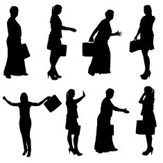Vector silhouette of women N68
