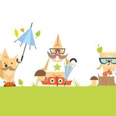 Cartoon Animals Hipster Style