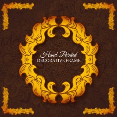 Hand drawn abstract background frame Vintage traditional indian ottoman motifs N2