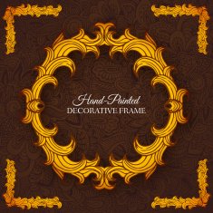 Hand drawn abstract background frame Vintage traditional indian ottoman motifs N3