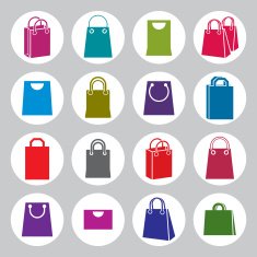 Shopping bag icons vector set shopping theme symbols