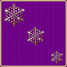 Vector abstract knitted pink background with yellow snowflake embroidery