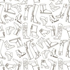 Females shoes boots seamless pattern Outline Sketchy