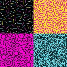Retro 80s seamless pattern background set N3