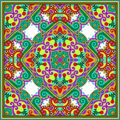 silk neck scarf or kerchief square pattern design in ukrainian N47