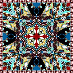 silk neck scarf or kerchief square pattern design in ukrainian N49