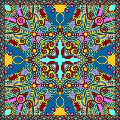silk neck scarf or kerchief square pattern design in ukrainian N50