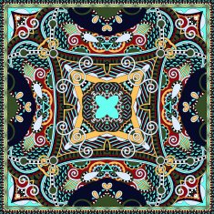 silk neck scarf or kerchief square pattern design in ukrainian N51