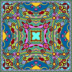 silk neck scarf or kerchief square pattern design in ukrainian N52