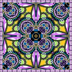 silk neck scarf or kerchief square pattern design in ukrainian N54