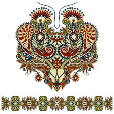 Neckline ornate floral paisley embroidery fashion design N46