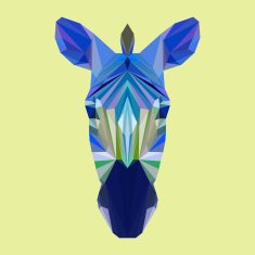 Bright blue colored abstract polygonal zebra background