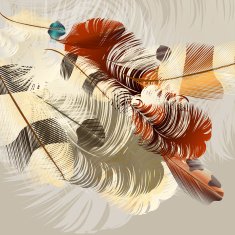 Art background with vector realistic feathers