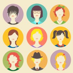 Vector collection of women avatars in flat style