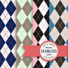 Vector English Rhombus Seamless Pattern Set