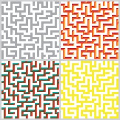 Labyrinth seamless pattern Flat and 3D version