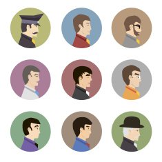 Avatar Collection of Stylish Handsome Male Characters in Modern Flat