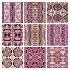 set of different seamless colored vintage geometric pattern N122