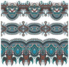 collection of seamless ornamental floral stripes N106