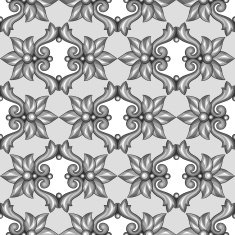 Seamless pattern with baroque ornamental floral silver elements