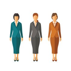 Set of vector businesswomen in suits flat style