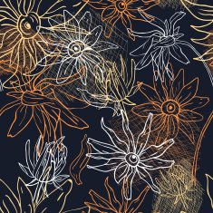 Seamless pattern with autumn flowers on a dark background