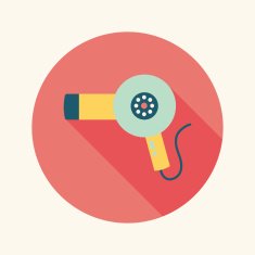 Hair dryer flat icon with long shadow N4