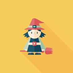 witch flat icon with long shadow eps10 N30