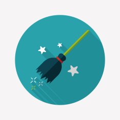 Witch broom flat icon with long shadow eps10 N22