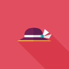 Women hat flat icon with long shadow N50