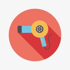 Hair dryer flat icon with long shadow N5