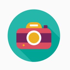 camera flat icon with long shadow N53