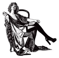Vintage Woman Wearing Lingerie and Drinking From Flask