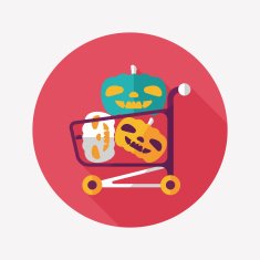 pumpkin shopping flat icon with long shadow eps10 N5