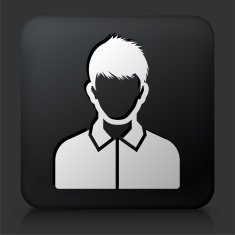 Black Square Button with Male Face Icon N38