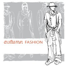 Stylish autumnal dude on grunge background Fashion vector