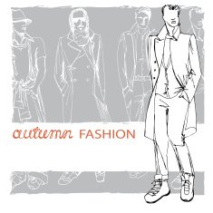 Stylish autumnal dude on grunge background Fashion illustration N2