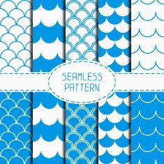 Set of seamless blue marine geometric line pattern Wrapping paper