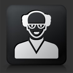 Black Square Button with Male Face Icon N39