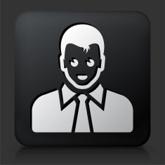 Black Square Button with Male Face Icon N40