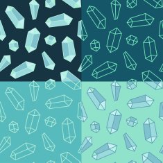 Four seamless pattern background or texture with crystal