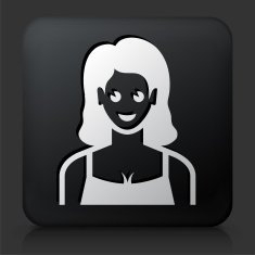 Black Square Button with Female Face Icon N29
