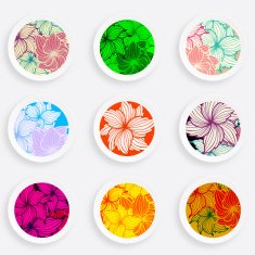 set of abstract colorful floral plate pattern