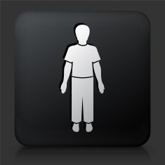 Black Square Button with Man Standing