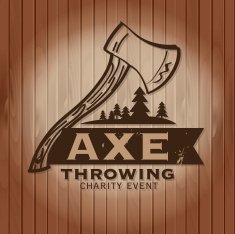 Wooden Axe Throwing label crest or badge design template N2