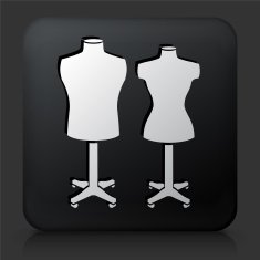 Black Square Button with Mannequin