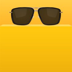 Abstract yellow background with realistic sunglasses