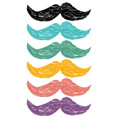 Hipster mustache flat icons set vector