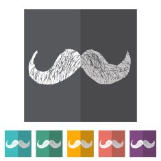 Hipster mustache flat icons set vector N3